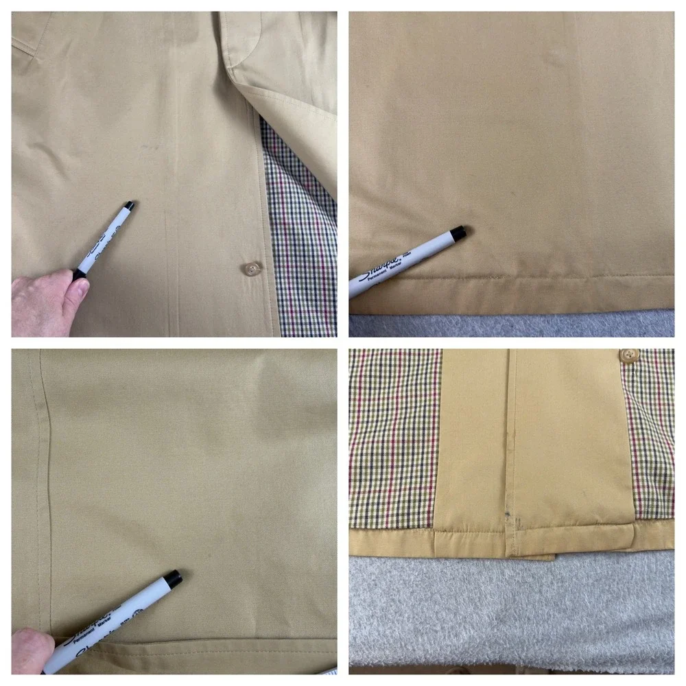 Vintage Polo Ralph Lauren Reversible Trench Coat Khaki Plaid Mens Large Belted